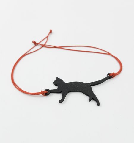 Pulsera Hilo Rojo Gato Negro