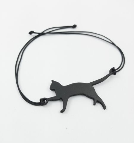 Pulsera Hilo Negro Gato Negro