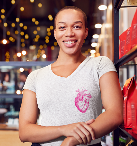 Camiseta M Blanca Corazón Fucsia