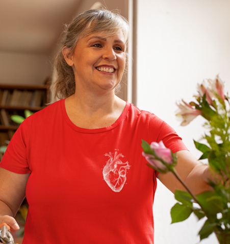 Camiseta M Roja Corazón Blanco