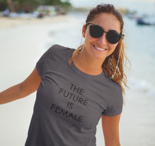 Camiseta M Gris pizarra FUTURE IS FEMALE Negro