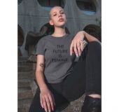 Camiseta M Gris pizarra FUTURE IS FEMALE Negro