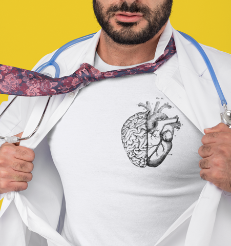 Camiseta H Blanca Heart/Brain Negro