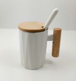 Taza con tapa de Madera - Blanco