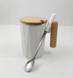 Taza con tapa de Madera - Blanco