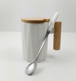 Taza con tapa de Madera - Blanco