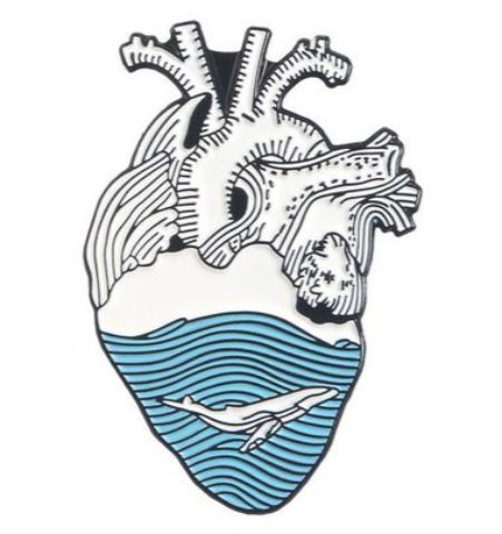 Pin Corazón Olas Ballena