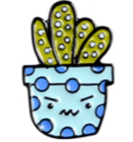 Pin Cactus Maceta Celeste Lunares Azules