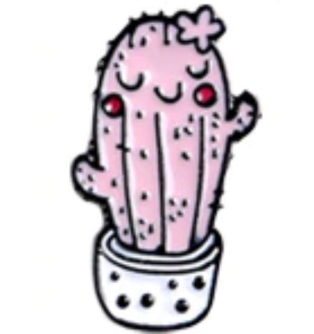 Pin Cactus Rosado Maceta Blanca