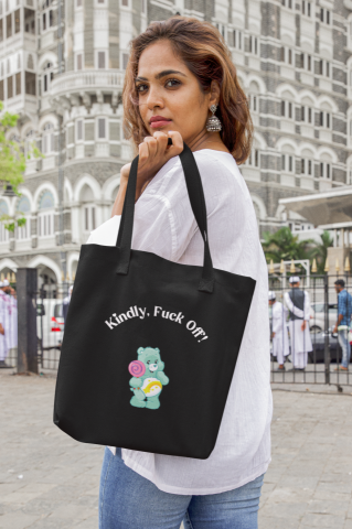 Totebag negro oso kindly fuck off