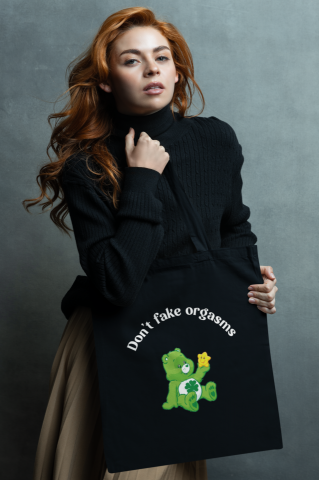 Totebag negro oso don't fake orgasms